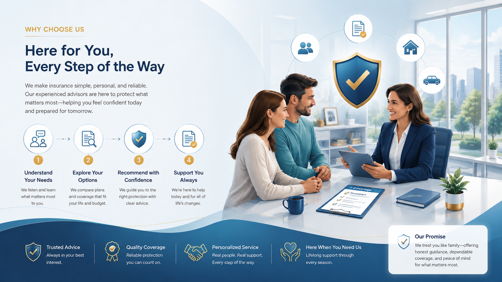 Insurance guidance and protection process illustration